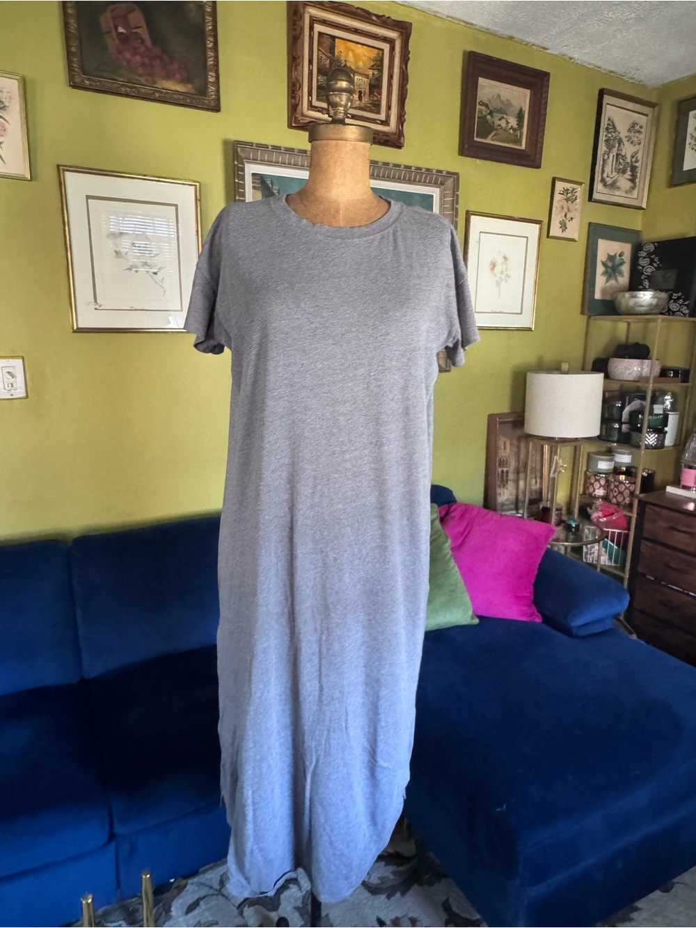 Abercrombie & Fitch Gray Short-Sleeve Maxi Dress